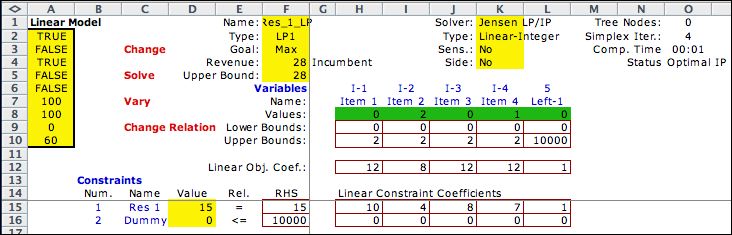 math program for one constraint